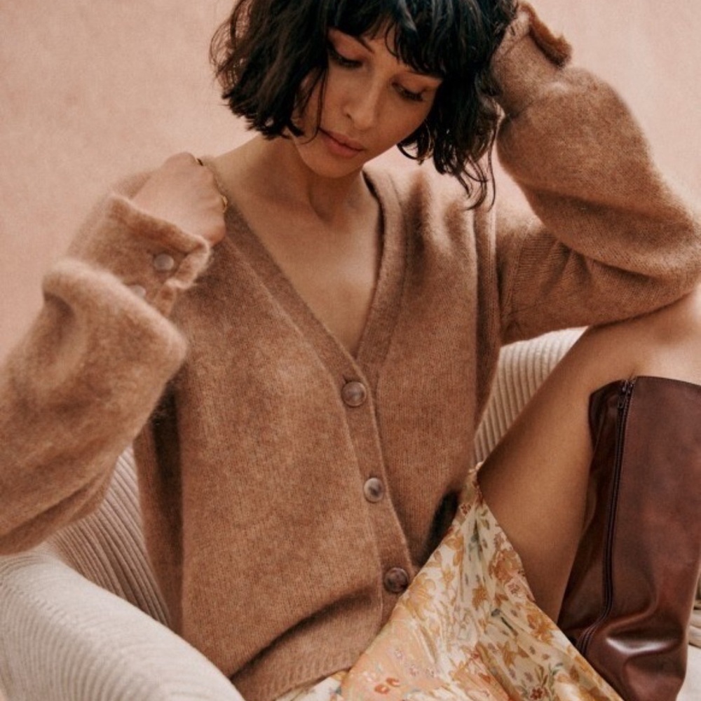 Sezane Mia Cardigan XS Camel